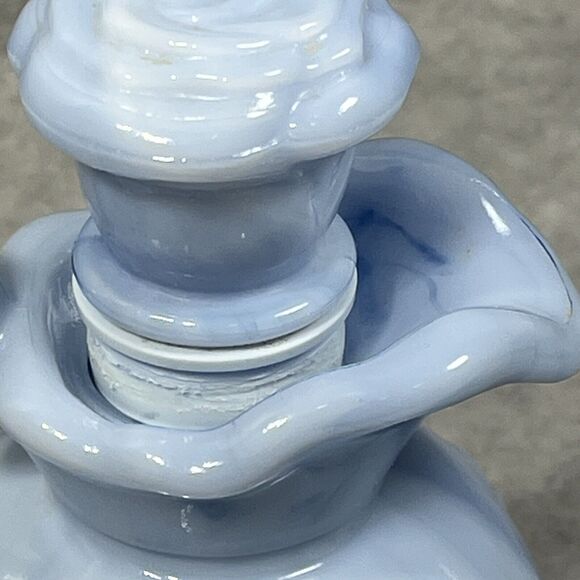 Vtg 1978 Avon Blue Swirl Milk Glass Pitcher 6.5"‎ Bubble Bath Bottle Victorian - Picture 12 of 13